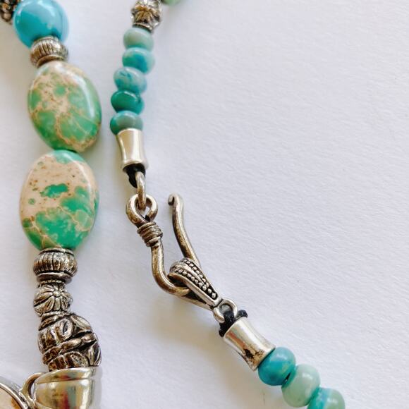 Artisan Necklace Jasper Turquoise Beads Boho Southwestern Style - Picture 7 of 16